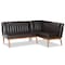 Baxton Studio Daymond Mid-Century Dark Brown Faux Leather and Walnut Brown Wood 2-PC Dining Nook Banquette Set 186-11349-Zoro - alternate 1
